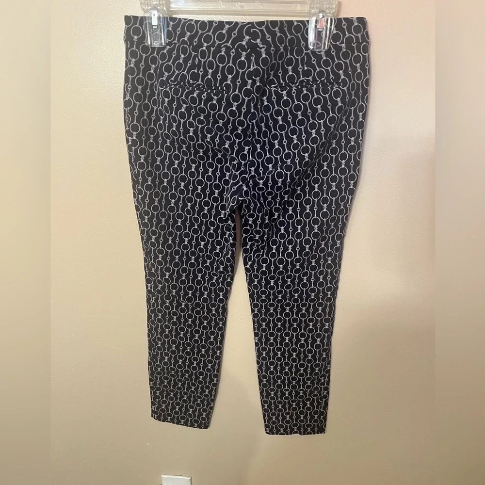 Lauren Ralph Lauren Navy with Gray Circle Link Design Flat Front Pants Sz 6